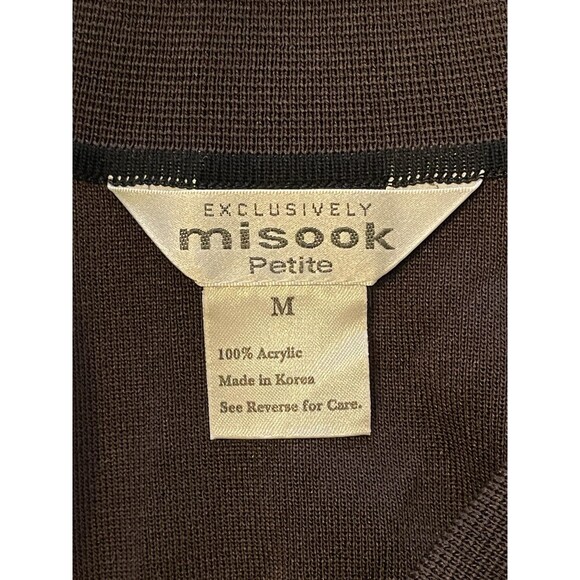 Exclusively Misook 2 Pieces Classic Cardigan Jacket Tank Chocolate Brown SZ PM - Picture 11 of 12